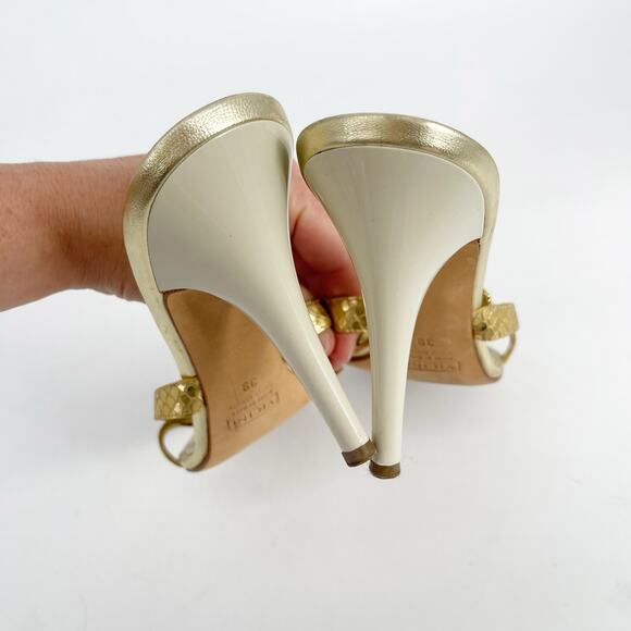 Giuseppe Zanotti Gold Crystal Embellished Elephant Metallic Heel Sandals IT 39 - Picture 10 of 13